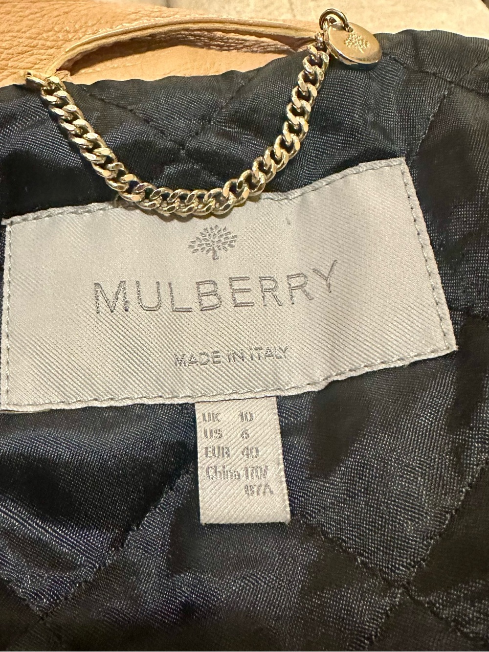 Mulberry Beige Leather Moto Jacket - Picture 6 of 8